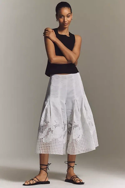 By Anthropologie Sheer Novelty Culottes Pants In White