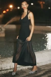 By Anthropologie Sheer Panel Maxi Sweater Dress In Black