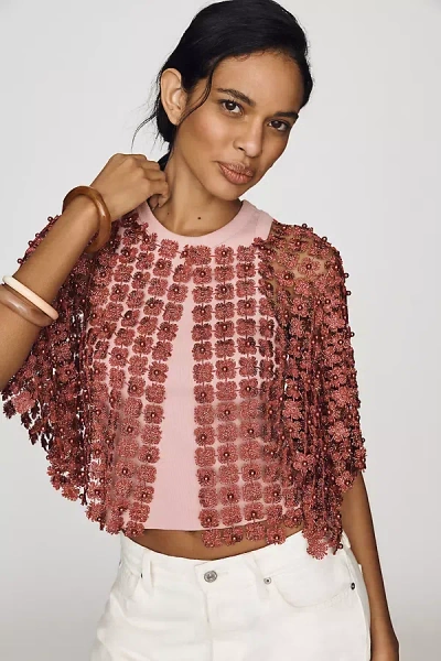 By Anthropologie Sheer Pearl Lace Cape In Multi