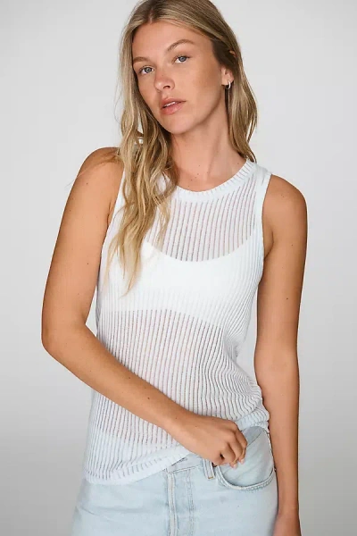 By Anthropologie Sheer Ribbed Tank Top In Blue