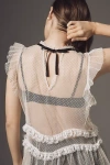 By Anthropologie Sheer Ruffled Tulle Tank Top In White