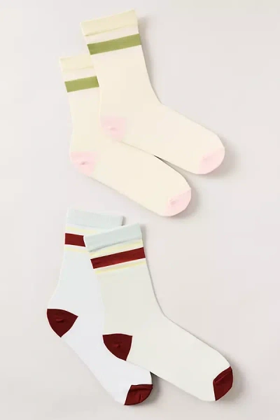 By Anthropologie Sheer Stripe Socks, Set Of 2 In Multi