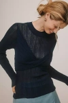 By Anthropologie Sheer Twist-front Sweater In Multi