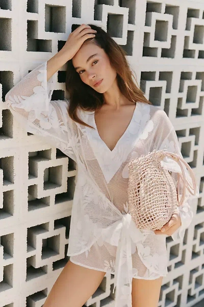 By Anthropologie Sheer Wrap Kaftan In White