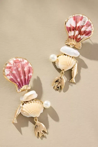 By Anthropologie Shell Charm Earrings In White