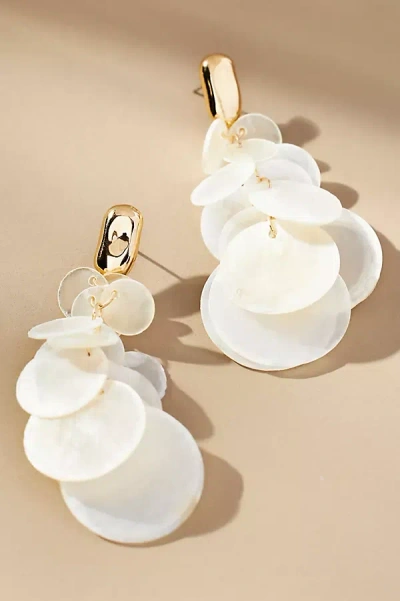 By Anthropologie Shell Disc Drop Earrings In White