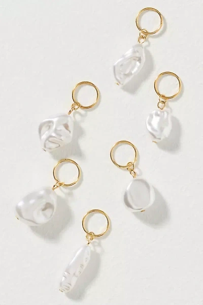By Anthropologie Shell Hair Charms, Set Of 6 In White