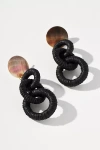 By Anthropologie Shell Linked Raffia Drop Earrings In Black