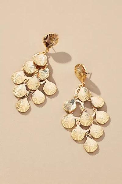 By Anthropologie Shell Scallop Drop Earrings In Gold