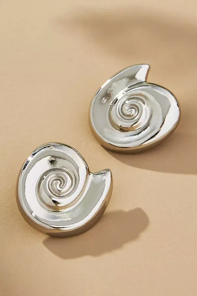 By Anthropologie Shell Swirl Post Earrings In Metallic