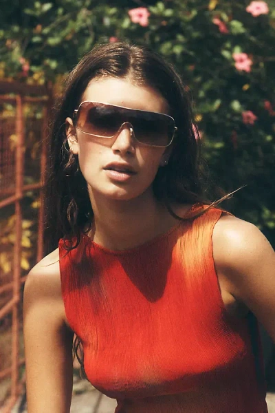 By Anthropologie Shield Aviator Sunglasses In Black