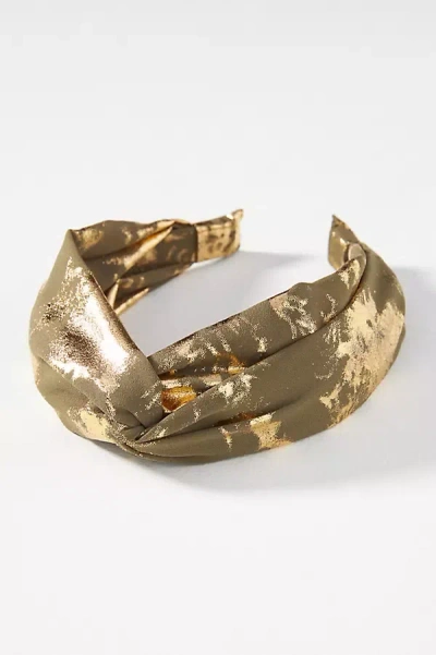 By Anthropologie Shimmer Twist Headband In Green