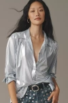 By Anthropologie Shine Buttondown Shirt In Metallic