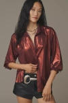 By Anthropologie Shine Buttondown Shirt In Red
