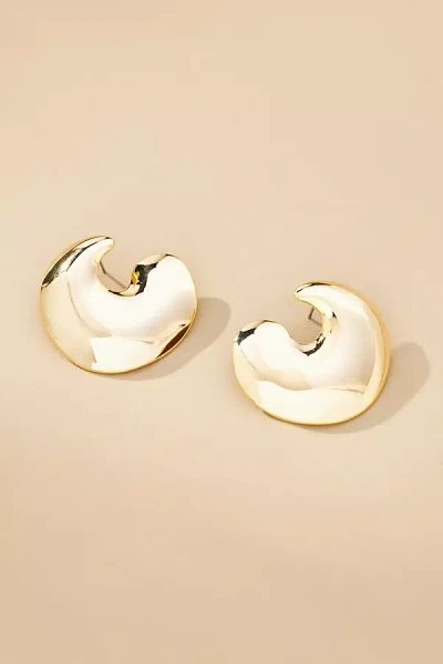 By Anthropologie Shiny Abstract Hoop Earrings In Gold