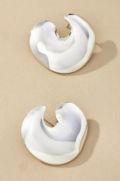 By Anthropologie Shiny Abstract Hoop Earrings In White