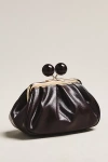 By Anthropologie Shiny Textured Kiss-lock Bauble Coin Purse In Black