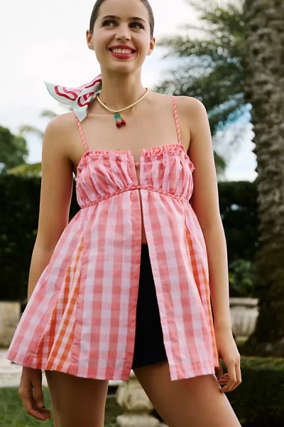 By Anthropologie Shirred Curtain Tank Top In Pink