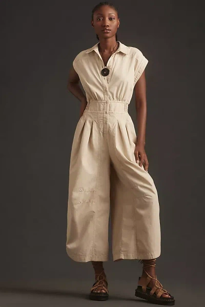 By Anthropologie Shirting Parachute Jumpsuit In Beige