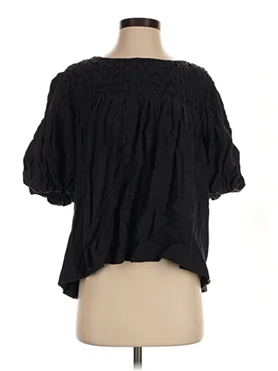 Pre-owned By Anthropologie Short Sleeve Blouse In Black