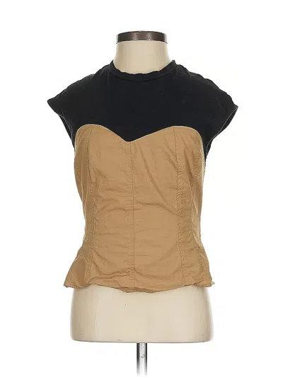 Pre-owned By Anthropologie Short Sleeve Blouse In Brown