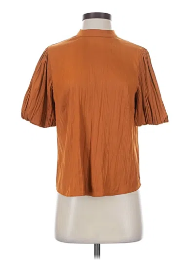 Pre-owned By Anthropologie Short Sleeve Blouse In Brown