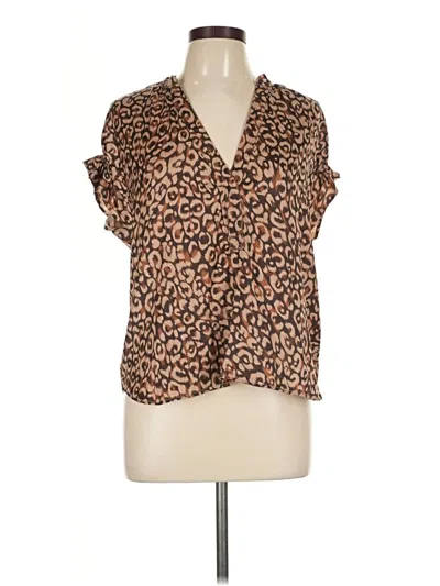 Pre-owned By Anthropologie Short Sleeve Blouse In Brown