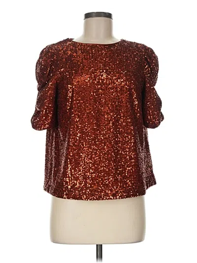 Pre-owned By Anthropologie Short Sleeve Blouse In Gold