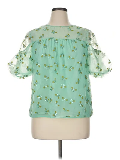 Pre-owned By Anthropologie Short Sleeve Blouse In Green