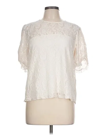 Pre-owned By Anthropologie Short Sleeve Blouse In Ivory