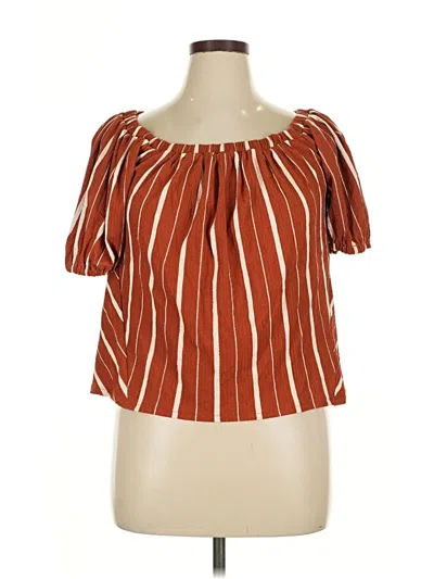 Pre-owned By Anthropologie Short Sleeve Blouse In Orange