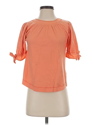 Pre-owned By Anthropologie Short Sleeve Blouse In Orange