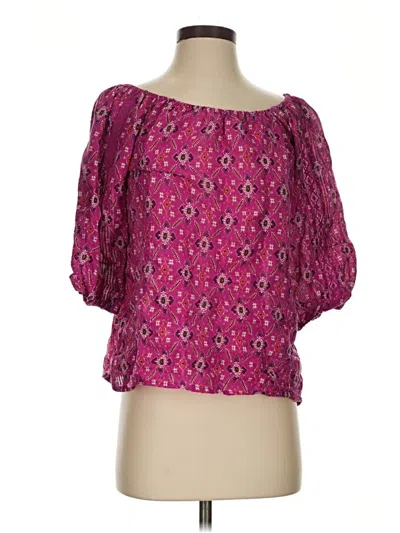 Pre-owned By Anthropologie Short Sleeve Blouse In Pink
