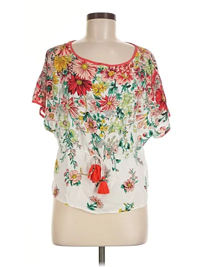 Pre-owned By Anthropologie Short Sleeve Blouse In White