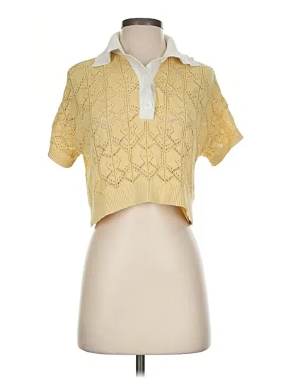 Pre-owned By Anthropologie Short Sleeve Blouse In Yellow