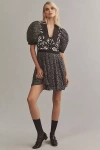 BY ANTHROPOLOGIE SHORT-SLEEVE BUTTON-FRONT MINI DRESS