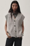 By Anthropologie Short-sleeve Button-front Sweater Vest In Multicolor