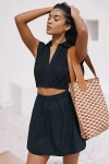 By Anthropologie Short-sleeve Cutout Mini Dress In Black