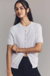 By Anthropologie Short-sleeve Eyelash Cardigan Sweater In White