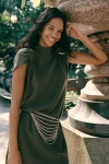 By Anthropologie Short-sleeve Hardware Sweater Midi Dress In Animal Print