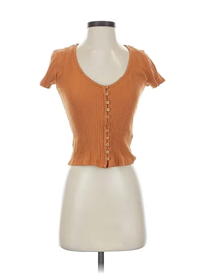 Pre-owned By Anthropologie Short Sleeve Henley Shirt In Brown