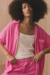 By Anthropologie Short-sleeve Piped Pajama Shirt In Pink