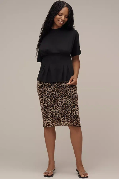 By Anthropologie Short-sleeve Pleated Peplum Tee In Black