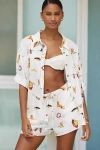 By Anthropologie Short-sleeve Printed Linen Buttondown Shirt