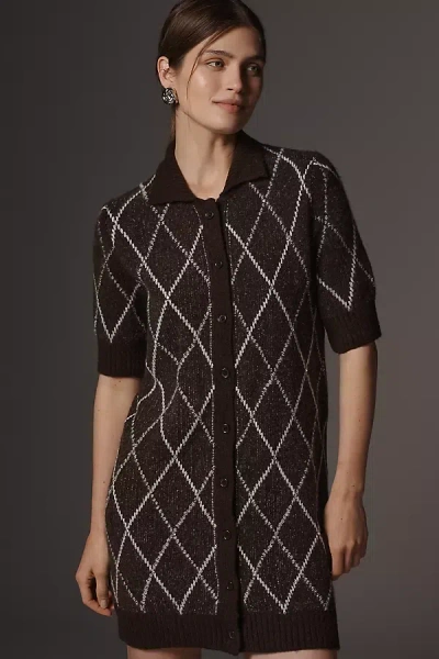 By Anthropologie Short-sleeve Sweater Shift Dress In Brown