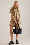By Anthropologie Short-sleeve Swing Tunic Mini Dress In Beige