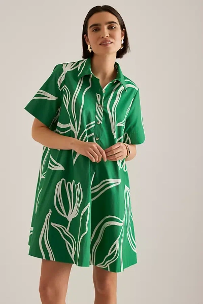 By Anthropologie Short-sleeve Swing Tunic Mini Dress In Multicolor
