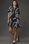 By Anthropologie Short-sleeve Swing Tunic Mini Dress In Black