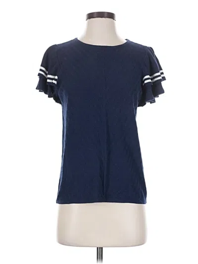 Pre-owned By Anthropologie Short Sleeve Top Blue Crew Neck Tops