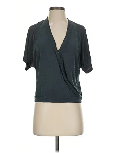 Pre-owned By Anthropologie Short Sleeve Top Gray Plunge Neckline Tops